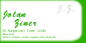 jolan zimer business card